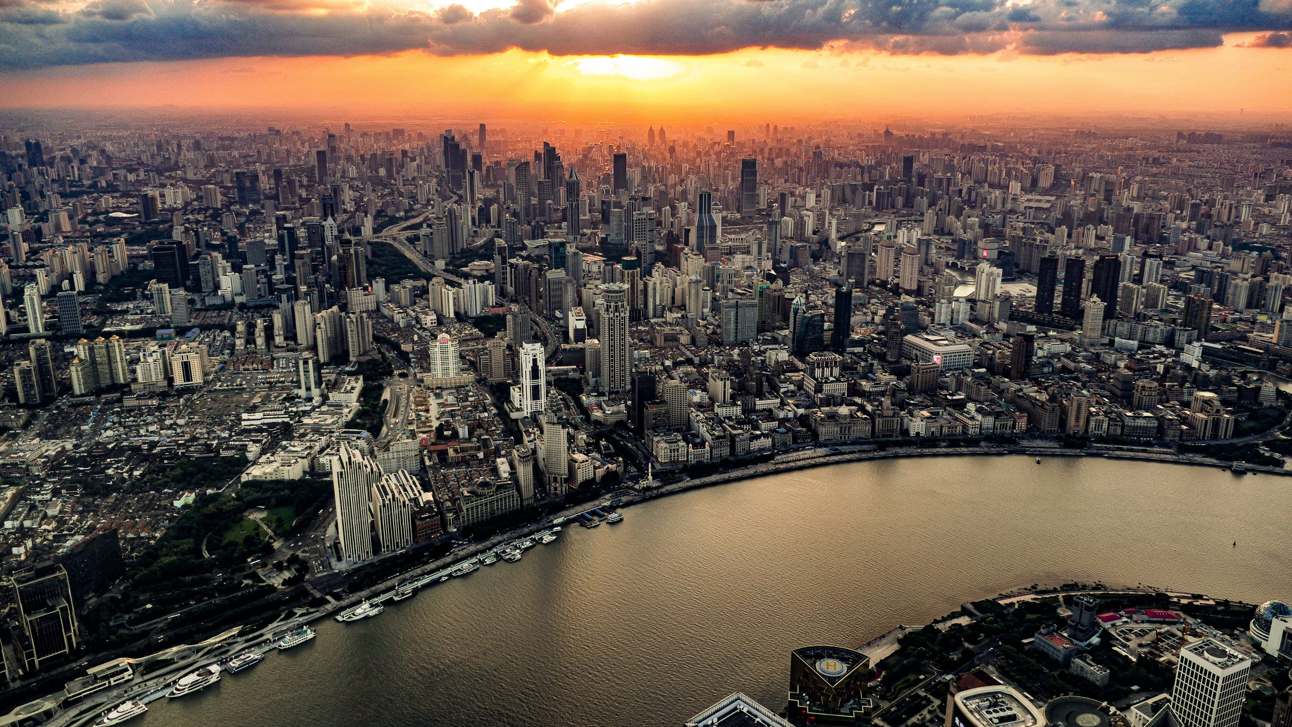 Aerial view of Shanghai's skyline.